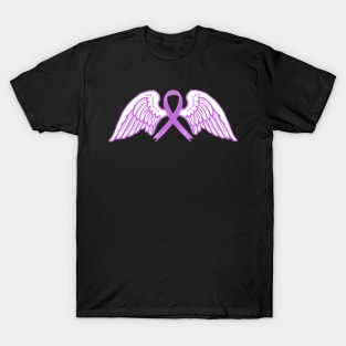 Purple/Pink Awareness Ribbon with Angel Wings 2 T-Shirt